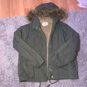 Olive Green Winter Fur Jacket